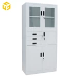 Metal Furniture High Quality Hotsale Upper Glass Door File Cabinet with Three Side Drawers