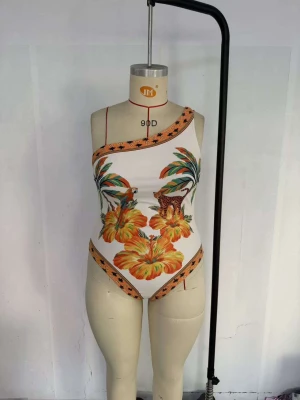 Plus size one shoulder one piece swimsuit