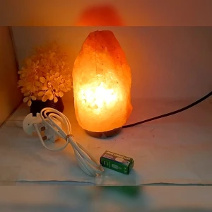 Himalayan Salt Lamp with Wooden Base, Better Bulb & USB/Wire *FREE SAMPLES*