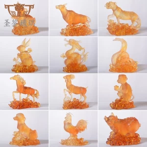 SAINT-VIEW Liuli Crystal Art Animal Statue Auspicious Company Gift