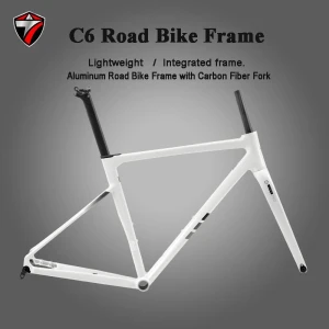 C6 full Inner-Cables road bike with disc brake and thru-axle aluminum alloy road bike frame / with carbon fiber fork