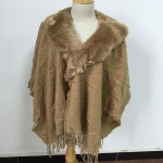 100% acrylic shawls with fake fur  popular women winter shawls