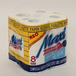 100 % Pure Cellulose Sanitary Toilet Tissue Paper Roll - Deco Parfum - 8 Rolls x 8