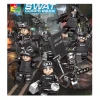 12pcs/set SWAT Mini Toy Military Building Blocks with weapon Special Forces Police Toy Set  toy connecting building blocks
