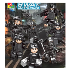 12pcs/set SWAT Mini Toy Military Building Blocks with weapon Special Forces Police Toy Set  toy connecting building blocks