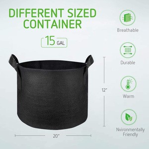 15 Gallon  Fabric Pots  Heavy Duty Thickened Non woven Fabric Pots  Vegetable Flower Plant Felt  Grow Bags with Handles