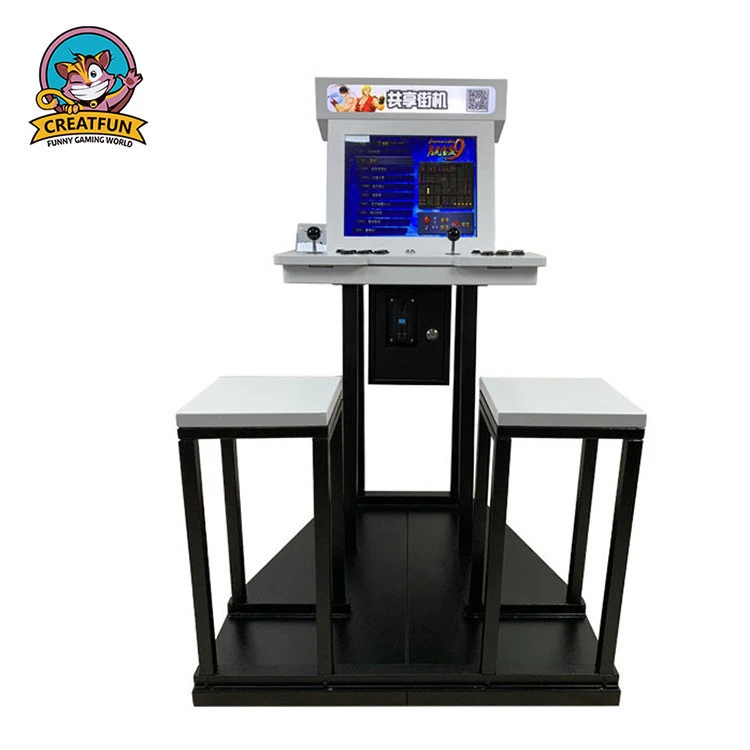 1500 games 17 inch 2 player arcade video game console with stools for shopping mall waiting