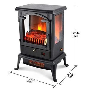 1500W Traditional Realistic Quartz Infrared Electric Fireplace Stove Heater with Remote Control Electric Space Heater