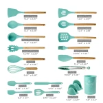 18-PIECE BPA Free Kitchen Utensils Silicone Cooking Tool Set for OEM ODM, Wooden and Silicon Cooking Utensils with Wooden Holder