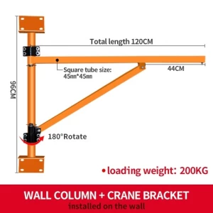 180 degree rotation crane wall travelling cantilever jib crane Lifting Wall-Mounted Bracket Jib Hoisting Crane Manufacturer