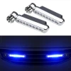 1pair 8 x LEDs No Wiring Wind Power Grille Vehicle Lights With Fan Rotation For Car Fog Warning / Daytime Running