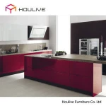 2 pac high gloss lacquer finihs in pink color kitchen cabinets factory sale