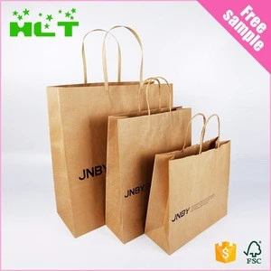 2017 Custom cheap food grade brown kraft paper bags for shopping
