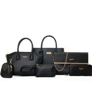 2018 newest fashion luxury ladies handbag lady 6 Pieces pu leather tote bags set women purse hand bags