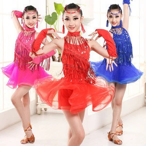 2018 Professional Girls Dance Children Latin Costumes,Fringe Ballroom Salsa Tango Dance Performance Wear