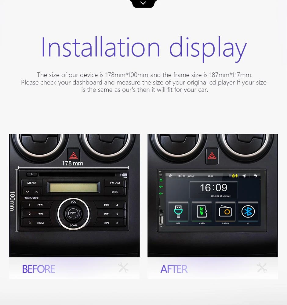 2020 Auto universal user manual car mp5 player 2din car radio double din stereo