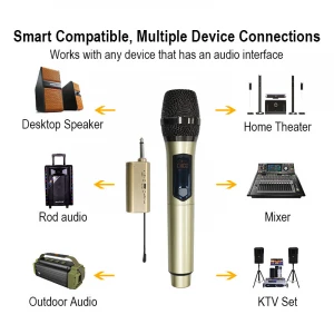 2020 Latest 80m UHF Dual Dynamic System Professional cordless Handheld microfonos Wireless Microphone  for karaoke