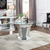 2020 New Design  WXF-100 Crushed Diamond Round Silver Dining Table with Toughened glass table top