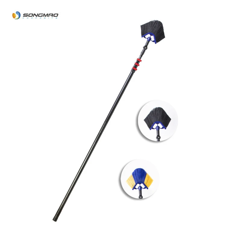 2020 new products ceiling cleaning tools retractable aluminum rod cleaning brush for clean eaves and corners
