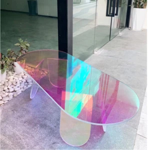 2020 Newest Modern Customizable Size Rainbow Acrylic Coffee Coffee Table Small Side Table