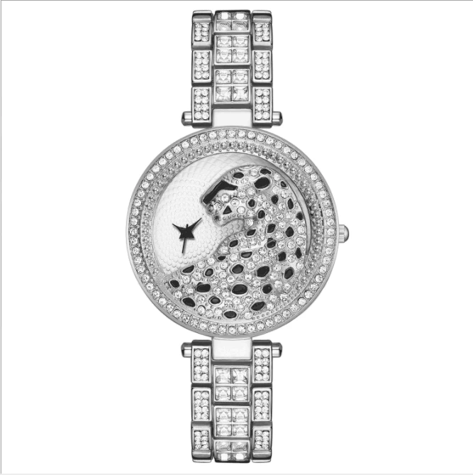 2020 Women Quartz Watch Fashion Bling Casual Ladies Watch Female Quartz Gold Watch Crystal Diamond Leopard For Women Clock