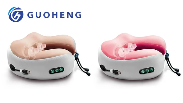 2021 guoheng  commercial travel portable portable u - shaped vibration kneading hot neck multifunction massage pillow