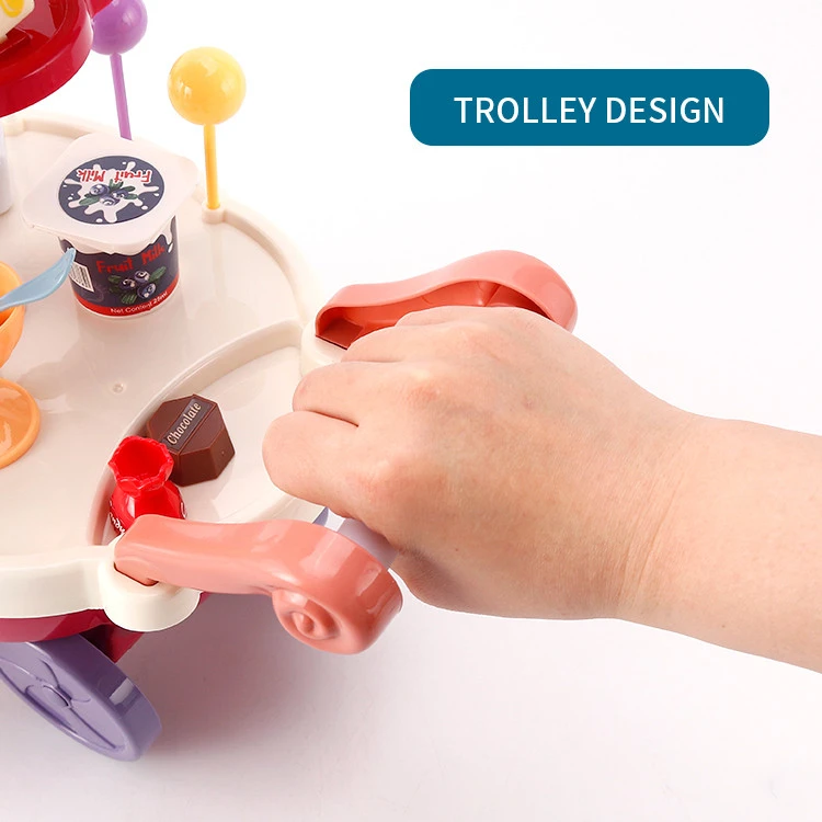 2021 High Quality Funny Diy Mini Cart Kids Ice Cream Shop Pretend Play Toys