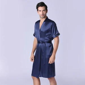 2021 spring and autumn new long-sleeved ice silk nightgown bathrobe silk long pajamas nightgown homewear