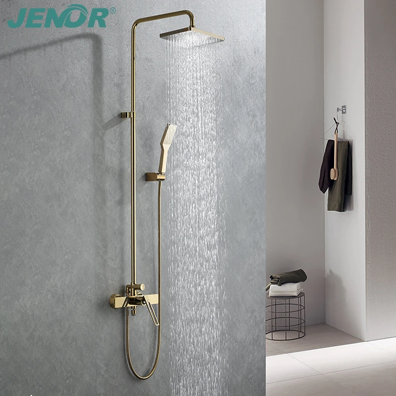 2021 watermark european brass shower kit bathroom massage brushed gold shower faucet set