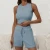 Import 2024 custom logo hot plus size womens sport two pcs short set track suit biker breathable short sets from China