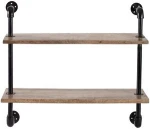 24"Industrial Pipe Bathroom Wall Mounted Shelves with Towel Holder  Rustic Pipe Shelving Wood Shelf with Towel Bar
