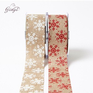2.5 Christmas Jute Printed Ribbons Bows Gift Wrapping Ribbon