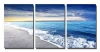 3-Panel Split Canvas Print Wall Art Set - Vibrant Ocean Seascape Triptych - White Sand Beach, 16x24 Inch