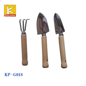 3 pcs garden tools spade &amp;shovel rake with wooden handle