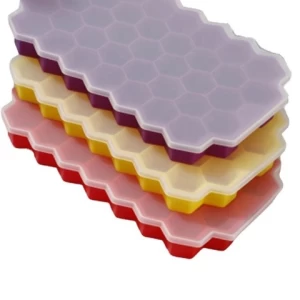 37 Cavities Bee Honeycomb Silicone Ice Cube Tray Mold With Lid