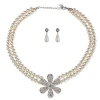 45 + 6 cm 85g Latest Fashion 2 Layered Bridesmaid Pearl Necklace Jewelry Set