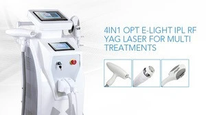4in1 OPT E- light IPL RF(cooling+heat) YAG laser hair removal for multi treatments