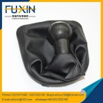 5 Speed Leather Boot cover Chrome Top Cap Car Gear Shift Knob for peugeot 207 307 308 406