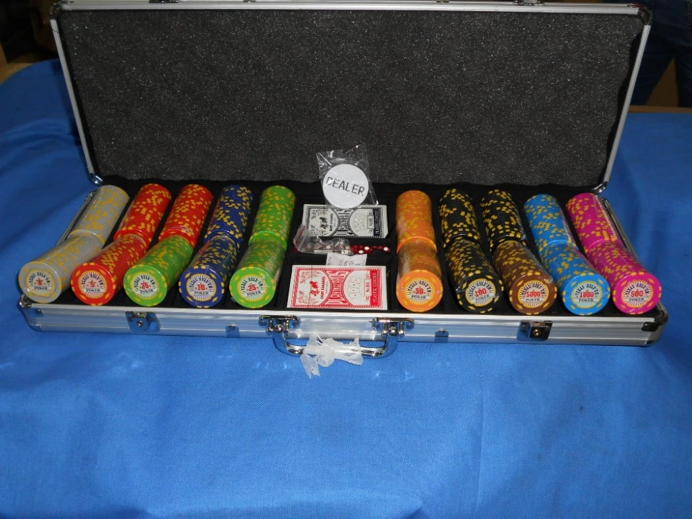 500pcs aluminum poker chip set rprmium poker chip game set with cards leather case