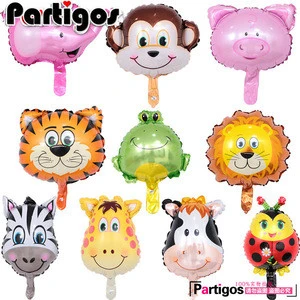 50pcs Mini Zebra Tiger Monkey Lion Shaped Balloons Animal Foil Balloons for Animal Theme Birthday Party Decoration Supplies Toys