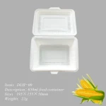 650ml Eco-Friendly Cornstarch Disposable Lunch Box for Chlamshell Food Container