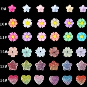 6Grids/Pack 3D rose various petal resin nail art charms pearl acrylic flowers nail rhinestone decorations tips 3d flowers nail