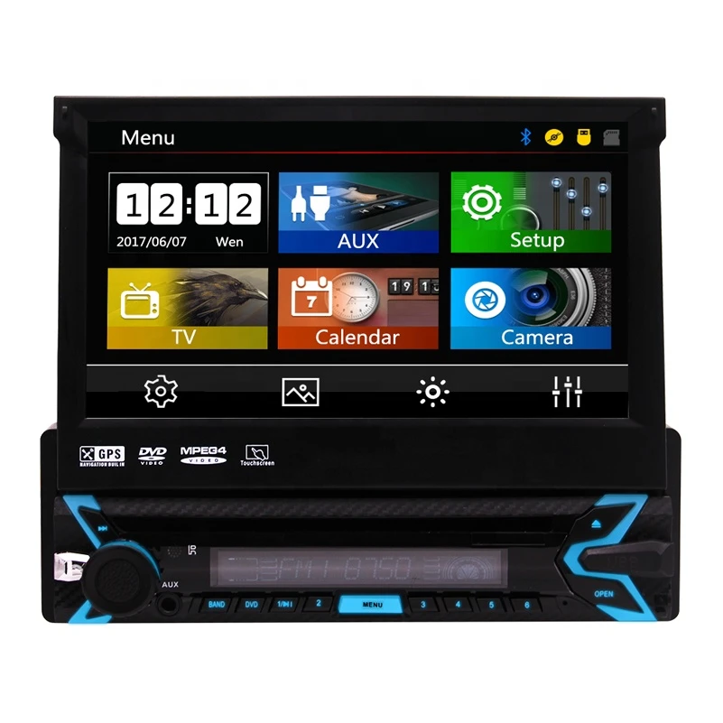 7 Inch Touchscreen 1 Din Car Stereo DVD Player Autoradio In-Dash GPS Navigation Radio With Camera