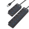 7 Port USB 3.0 Spliter Hub with Individual Power Switches for MacBook Laptop