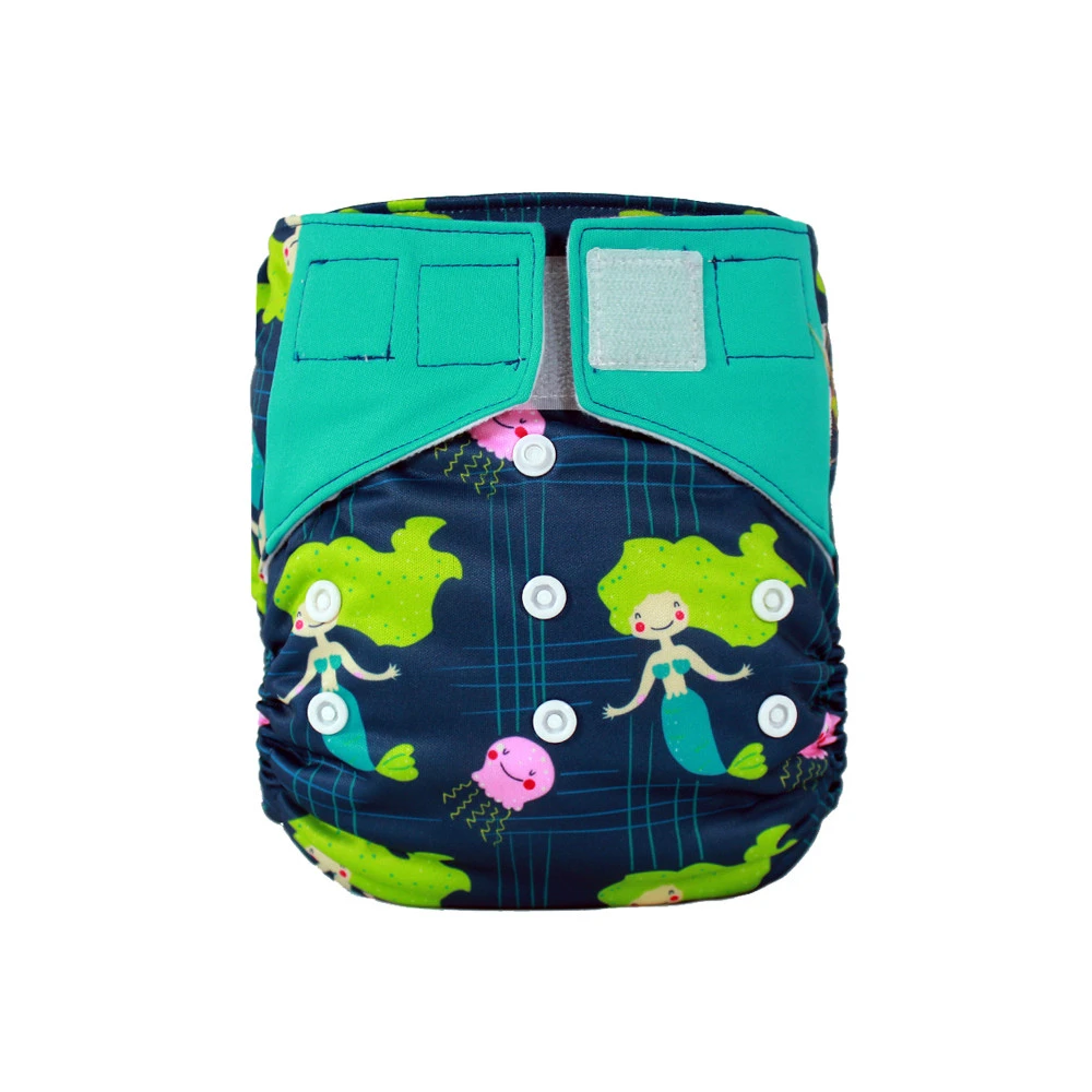 Absorbent baby cloth diaper AIO for night heavy wetter all in one cloth diaper nappy with hook loop double gusset