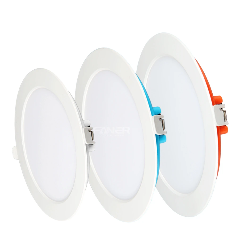 AC85-265V Plastic+Aluminum Blue Orange White LED Round Panel Light, LED Panel Light