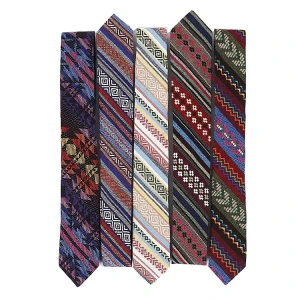 Accepted Custom Logo Cravate Homme Cfret Handmade 100% Cotton Tribal Necktie Tie