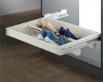Adjustable High Quality Wardrobe Accessories Pull Out Smart Shoe Rack with Soft Close for Wardrobe Space Saving White, Brown
