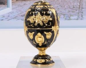 Alloy Automatic Round Enamel Faberge Egg Style Toothpick Holder Tooth Pick Holder  For Home Decoration