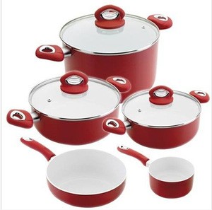 aluminum ceramic coating forged red cookware set